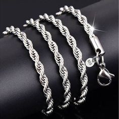 Italian Sterling Silver Plated Diamond Cut Rope Chain Necklace Silver Chains For Women, Silver Chains For Men, Mens Silver Chain, Chains Design, Bracelet For Boys, Ring Pandora, Necklaces For Girls, Ornaments Jewelry, Silver Necklace Chain