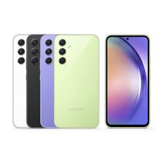 four different colors of the new samsung galaxy s9 and iphone 11 series smartphones