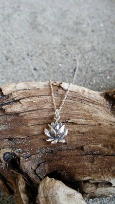 Sterling Lotus Necklace Lotus Flower Silver Necklace by JadedSLO Delicate Silver Necklace For Meditation, Spiritual Silver Jewelry With Flower Charm, Sterling Silver Necklace For Meditation, Sterling Silver Lotus Flower Jewelry For Gifts, Sterling Silver Spiritual Necklace With Flower Charm, Spiritual Sterling Silver Necklace With Flower Charm, Silver Elegant Charm Necklace For Meditation, Elegant Silver Charm Necklace For Meditation, Sterling Silver Lotus Flower Jewelry In Silver