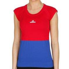 Size L Red Crew Neck Top For Sports, Red Crew Neck Sports Top, Red Athleisure T-shirt For Summer, Red Stretch Sporty T-shirt, Red Stretch Athleisure T-shirt, Activewear Logo, Adidas Activewear, Adidas Stella, Adidas Stella Mccartney