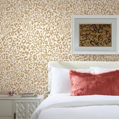 Leopard Peel & Stick Wallpaper in Gold by RoomMates for York Wallcoverings Peelable Wallpaper, Roommate Decor, Temporary Decorating, Wallpaper Gold, Room Visualizer, How To Install Wallpaper, Peel Stick Wallpaper, Gold Wallpaper, Simple Wallpapers