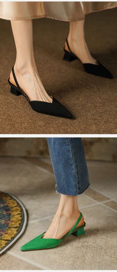 CHIKO Kwau Pointy Toe Block Heels Slingback Shoes Flat Slingback Shoes, Es Shoes, Yellow High Heels, Heels Slingback, Chiko Shoes, Vintage Style Shoes, Pointy Shoes, Elegante Y Chic, Pointy Toe Shoes