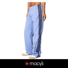 in stock Full Length Athleisure Pants With Three Stripes, Athleisure Straight Leg Bottoms With Side Stripes, Blue Full-length Parachute Pants, Athleisure Full-length Bottoms With Three Stripes, Athleisure Full Length Bottoms With Three Stripes, Sporty Spring Pants, Blue Sweatpants With Side Stripes For Streetwear, Spring Relaxed Fit Pants With Three Stripes, Relaxed Fit Three Stripes Pants For Spring