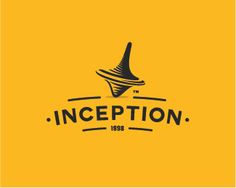 the logo for an inception is shown in black and yellow colors on a yellow background