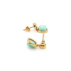 Embrace harmony and grace with the Amazonite Earrings in Brass. Featuring amazonite stones set in brass, these earrings capture the soothing essence of nature. Wear them as a symbol of tranquility during your travels and explorations. Amazonite Drop Earrings As Gift, Amazonite Natural Stone Earrings For Gifts, Elegant Everyday Amazonite Jewelry, Elegant Amazonite Earrings As A Gift, Elegant Amazonite Earrings For Gift, Gold Chrysoprase Gemstone Earrings, Gold Chrysoprase Earrings As A Gift, Gold Chrysoprase Earrings For Gift, Bohemian Amazonite Earrings As Gift