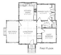 the first floor plan for a two story home