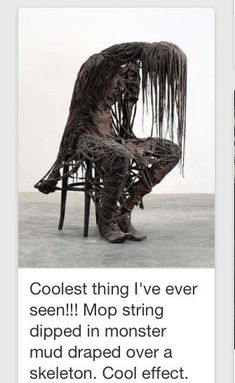 an image of a chair made out of wire and wood with text reading coolest thing i've ever seen