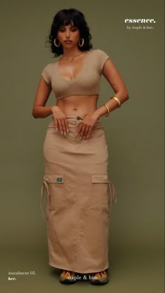 Beige Maxi Skirt, Cargo Skirt Outfit, Style Staples, Elevated Style, Fitted Wedding Dress, Cargo Skirt, Made Clothing, Cute Simple Outfits