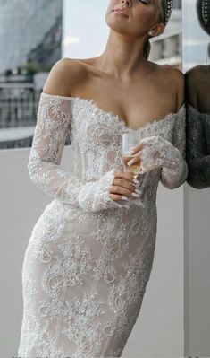 On your special day, look amazing in our off-the-shoulder wedding gown and feel like a princess! The dress's distinctive style will ensure that you look your finest, and the gorgeous lace and tulle accents will draw all eyes to you. Its timeless elegance and comfortable fit will ensure that your big day is not only memorable but truly unforgettable. With our elegant off-the-shoulder wedding gowns, you can make your wedding day one to remember. Off Shoulder Wedding Dresses, Off Shoulder Wedding Dress, Lace Wedding Dress With Sleeves, Pretty Wedding Dresses, Long Sleeve Wedding, Wedding Dress Sleeves, Elegant Wedding Dress