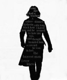 the silhouette of a man in a coat and hat with words written on his back