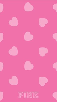 pink hearts on a pink background with the word pink in white letters below it and underneath them