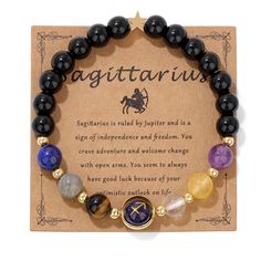 PRICES MAY VARY. 【DESIGN】12 Constellations protection stone bracelet. Every zodiac has a range of stones that are said to bring the best power, fortune and good vibes to the individual. We've selected 6 healing crystals based on the traits of each zodiac sign. 【ZODIAC BIRTHSTONES】Each constellation has its own unique birthstones, the Sagittarius birthstones - Lapis Lazuli, Labradorite, Tiger's Eye Stone, Crystal Quartz, Citrine, Amethyst. Wearing this constellation stone bracelet will make you f Spiritual Zodiac Beaded Bracelets For Healing, Zodiac Sign Round Beads Jewelry As Gift, Spiritual 8mm Beads Jewelry For Birthday Gift, Spiritual Jewelry With 8mm Beads For Birthday Gift, Celestial Style Beaded Bracelets As Gift, Spiritual Zodiac Sign Bracelet Gift, Spiritual Beaded Bracelets With 8mm Beads For Birthday Gift, Adjustable Celestial Beaded Bracelets As Gifts, Spiritual 8mm Beads Jewelry For Birthday