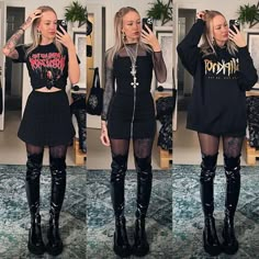 Punk Alternative Fashion, Alternative Gig Outfit, Good Things Festival Outfit, Punk Pop Concert Outfit, Girly Alt Aesthetic, Limp Bizkit Concert Outfit Ideas, Girly Gothic Outfits, Metalcore Outfit Women, Alt Bar Outfits