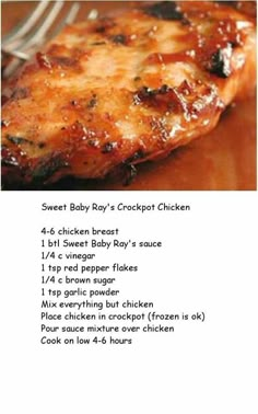 Sweet Baby Rays Crockpot Chicken, Baby Ray, Sweet Baby Ray, Healthy Slow Cooker, Nigella Lawson, Slow Cooker Recipes Healthy, Hot Fudge, Crockpot Meals