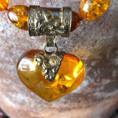 This Was Purchased In Florence, Italy Around 1990. It Is A Beautiful Heart Shaped Piece Of Natural Amber That Has Been Mounted On A A Brass Mounting Vale. Amber Heart, Natural Amber, Amber Jewelry, Florence Italy, Beautiful Heart, Baltic Amber, Orange Yellow, A A, Heart Pendant