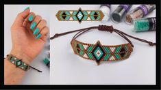 two pictures show different types of beaded bracelets, one with beads and the other with beads