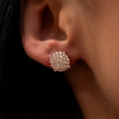 Introducing the 10mm Pave Round Earrings, now in Rose Gold! This classic pair of earrings feature 14k Rose Gold and pave hand-set stones for ultimate shine. Carefully crafted with attention to detail, these earrings will last a lifetime. Pair them with more studs for an iced out stack, or rock them solo to complete your fit! This product is guaranteed for life – GLD will repair or replace the item should you experience any defects in craftsmanship or breakage. *Earrings sold in pairs* *14k Solid Rose Gold Diamond Earrings With Sparkling Stones, Sparkling 14k Gold Earrings For Formal Occasions, Sparkling Rose Gold Earrings In Fine Jewelry Style, Sparkling 14k Gold Earrings For Formal Events, Elegant Rose Gold Cluster Earrings With Cubic Zirconia, Elegant Rose Gold Cubic Zirconia Cluster Earrings, Dazzling Rose Gold Round Cut Diamond Earrings, Sparkling Rose Gold Earrings For Anniversary, Sparkling Rose Gold Fine Jewelry Earrings