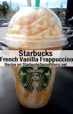 starbucks french vanilla frappuccine in a plastic cup