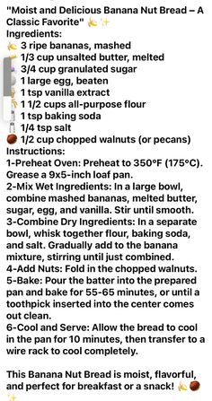 the recipe for banana nut bread is shown in an image above it's description