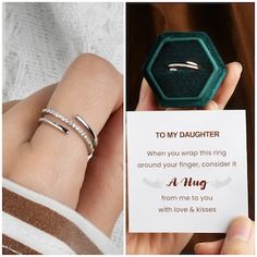 Daughter Ring From Mom, Mother Daughter Rings, Meaningful Gift Ideas, Love And Kisses, Mother Daughter Jewelry, Pretty Jewelry Necklaces, Silver Diamond Ring, Daughter Jewelry