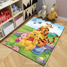 winnie the pooh and tigger rug in a child's room with toys