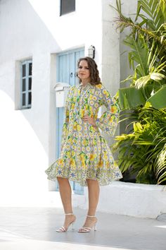 This beautiful Amalfi Coast Dress will bring a little bit of the Italian Amalfi Coast to your wardrobe. Crafted from 100% cotton, this dress is designed with an Amalfi-inspired motif, featuring vibrant lemons from Amalfi that are sure to add a splash of color to your look. Perfectly lightweight and breathable, this dress is ideal for summer days and nights. The intricate details of this dress make it a special piece that you'll want to wear time and time again. Whether you’re looking for a statement piece or something a little more subtle, this dress will have you looking and feeling your best. Coast Dress, Trendy Bottoms, Bamboo Dress, Rayon Top, Splash Of Color, Rayon Dress, Orange Fashion, Eco Fashion, Amalfi Coast