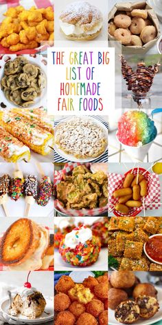 the great big list of homemade fair foods