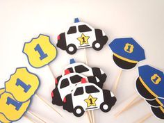 cupcake toppers with police cars on them