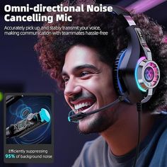 a man wearing headphones and smiling with the caption omni - directional noise