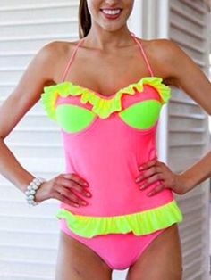 Buy More, SAVE More!

Sexy Lace-up Belly Halter Ruffled One-piece Bikini Swimsuit One-piece Ruffled Tankini For Beach Party, Ruffled One-piece Tankini For Beach Party, One-piece Ruffled Tankini For Beach Season, Fitted Ruffled One Piece For Beach Party, Flirty Party Swimwear With Ruffles, Pink Ruffled One-piece For Beach Season, Party Tankini With Ruffles And Stretch, Party Ruffle Tankini For Beach Season, Ruffled Tankini For Beach Parties