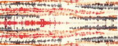 an orange and white abstract pattern with red, black, gray and white stripes on it