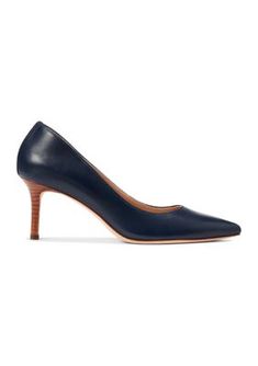 Crafted from smooth leather, this classic pointy-toe pump features a padded footbed for all-day comfort. 2"/70 mm heel height. Pointed toe. Padded leather insole. Rubber outsole. Leather. | Lauren Ralph Lauren Lanette Leather Pumps, Navy Blue, 7M Leather Heels With 4-inch Heel For Business Casual, Leather Kitten Heels With Branded Heel Counter For Work, Calf Leather Kitten Heels With Leather Sole For Work, Calf Leather Heels With Padded Heel For Work, Fitted Heels With Leather Sole For Work, Calf Leather Court Shoes With Padded Heel For Work, Sleek Kitten Heels With Leather Sole For Workwear, High Heel Calf Leather Court Shoes For Work, Business Court Shoes With 4-inch Heel In Calf Leather