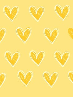 many yellow hearts drawn on a yellow background