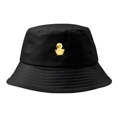 Add a touch of cuteness to your summer style with our Cute Duckling Embroidered Bucket Hat. Crafted from 100% cotton, this hat offers both comfort and durability, making it the perfect accessory for sunny days. Featuring an adorable duckling embroidery, this hat is sure to capture attention and bring a smile to your face. The intricate details and vibrant colors make it a standout accessory for any animal lover. Designed with a short brim, this bucket hat offers protection from the sun while keeping you cool and stylish. The stitched ventilation eyelets ensure optimal airflow, enhancing breathability and comfort. Available in two sizes, S/M (55CM/22INCHES) and L/XL (60CM/23.6INCHES), you can choose the size that best fits your head. Key Features: Cute Duckling Embroidery for a Playful Touc Duck Embroidery, Embroidered Bucket Hat, Cute Ducklings, Black Bucket Hat, Black Bucket, Yellow Duck, Stylish Hats, Color Pairing, Cotton Embroidery