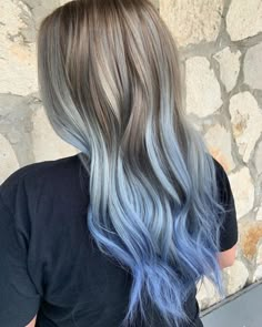 16 Pastel Blue Hair Color Ideas for Every Skin Tone Light Blue And Brown Hair, Blonde And Coloured Hair, Dark Blonde Hair With Blue Highlights, Light Blue Balayage, Blue Ends Hair