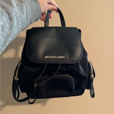 A Brand New Cute Mini Black Backpack! Black Backpack With Dust Bag For On-the-go, Luxury Black Backpack For Errands, Michael Kors Backpack With Detachable Strap For Everyday Use, Michael Kors Standard Backpack For On-the-go, Casual Black Michael Kors Bag, Michael Kors Backpack With Adjustable Strap, Michael Kors Backpack For Everyday Use, Michael Kors Black Bag With Zipper Closure, Michael Kors Black Bag With Adjustable Strap