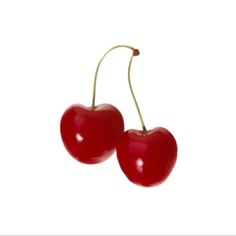 two cherries are shown on a white background