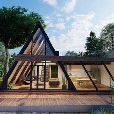 Design Case Mici, Tree Homes, Design Casa Piccola, Modern A Frame, Triangle House, Loft Plan, A Frame House Plans, Architecture Model House, A Frame Cabin