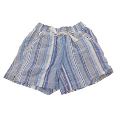 Briggs Women's Small Blue & White Striped Pull On Shorts. These Are Brand New With Tags The Shorts Are 55% Linen 45% Rayon 13.5" From Side Seam To Side Seam At The Waist 5" Inseam All Measurements Are Taken While Item Is Laying Flat Blue Short Leg Bottoms For Beach Season, Blue Bermuda Bottoms With Elastic Waistband, Blue Relaxed Fit Shorts For Vacation, Summer Blue Short Bottoms, Summer Short Blue Bottoms, Blue Bermuda Shorts With Relaxed Fit, Blue Bermuda Summer Bottoms, Light Blue Short Bottoms For Beach, Casual Light Blue Shorts For Vacation