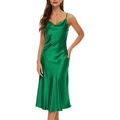 Women's Satin Cowl Neck Midi Dress Green 97% Polyester, 3% Spandex Imported Zipper Closure Hand Wash Only Women Satin Dresses Material Type: Satin, Polyester,Smooth Surface Satin Dress,Comfortable To Wear And Easy To Dress Up Sexy Dress Features: Adjustable Spaghetti Strap, Sleeveless, Bodycon, Cowl Neck, Dot, Low Scooped Back,Backless, Sexy, Chic, Vintage, Midi Dresses Women Dress Occasions: Evening Party Dress,Birthday Party, Cocktail, Banquet, Clubwear, Evening Dinner, Night Out, Vacation, Be Green Slip Dress, Cami Midi Dress, Emerald Green Dresses, Cowl Neck Dress, Silk Midi Dress, Satin Midi Dress, Satin Slip, Green Satin, Types Of Dresses