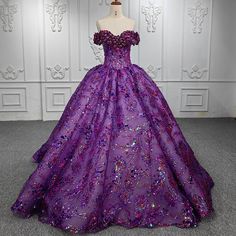 Purple Elegance: Glitter Sequins Beaded Ball Gown Party Quinceañera Dresses Yellow Quinceanera Dress, Beaded Ball Gown, Purple Quinceanera Dresses, Dark Purple Dresses, Quinceanera Dresses Gold, Quinceañera Dresses, Dress Bar, Quinceanera Dresses Blue, Beaded Ball