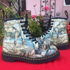 Nwot Dr. Martens X Tate Museum Artist Series Collection. 1460 Boots The Featuring The Artwork Of One Of William Blake’s Most Famous And Provocative Paintings; Satan Smiting Job With Sore Boils C. 1826. *New Without Tags Or Box* Women’s Size 8, Men’s 7, Uk 6, Eu 39. P324145dm One Of His Most Famous And Provocative Paintings; Satan Smiting Job With Sore Boils C. 1826. In This Image, Blake Represents A Scene From The Biblical ‘Book Of Job’. Throughout The Text, The Presence Of Evil And Suffering In Tate Museum, Book Of Job, William Blake, Moto Boots, Blue Yellow, Women Shoes, Boots, Blue, Women Shopping