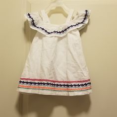 Nwt, Size 6-12 Months. White Sundress For Playdate, White Sleeveless Sundress For Playdate, White Sleeveless Casual Sundress, White Summer Sundress For Playdate, Playful White Sundress For Beach, White Summer Dress For Playdate, White Cotton Holiday Dress, White Summer Sundress For Playwear, White Sundress For Playtime