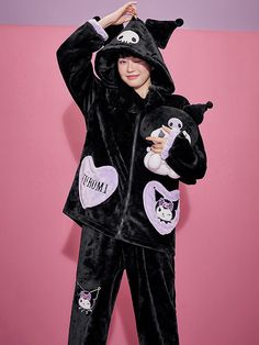 Material: polyester All sizes are in Asia sizes, typically 1 - 2 sizes smaller than EU/US. Please carefully check the size chart below before purchasing. Kuromi Pjs, Kuromi Pajamas, Fleece Pajamas, Hooded Top, Hooded Tops, In Hot, School Outfits, Discount Code, Spreads