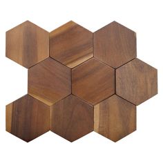 13 PCS Natural Black Walnut Moaic 3D Hexagon Wood Backsplash Wall Tile DQ186 - My Building Shop Mosaic Kitchen Backsplash, 3d Hexagon, Wood Mosaic Tile, Wood Wall Tiles, Backsplash Bathroom Wall, Wood Hexagon, Mosaic Backsplash Kitchen, Metal Mosaic Tiles, Backsplash Wall