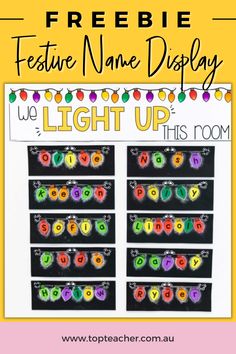 the freebie festive name display for light up this room is perfect for kids to use