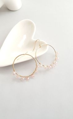 Blush Beads Gold Hoop Earrings,Gold Hoop Earrings,Hoop Dangle Earrings,Blush Bead Hoop Earrings,Bead Bead Hoop Earrings, Earrings Gold Hoop, Earrings Bead, Hoop Dangle Earrings, Bead Dangle Earrings, Earrings Circle, Necklace Layered, Swirl Earrings, Hoop Earrings Gold