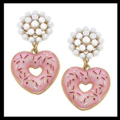 Our Limited-Edition Curated Earrings Offer Fun-Loving Designs, To Stylishly Carry You Through The Loving Season. Our Heart Sprinkle Donut Enamel Drop Earrings In Pink Make A Great Gift As Well! Details: Enamel Material & Base Metal With Worn Gold Plating 1.5" Length Valentine Earrings, Donuts Earrings, Heart Sprinkles, Sprinkle Donut, Organizing Hair Accessories, Valentines Roses, Valentines Earrings, Trending Bracelets, Bunny Earrings