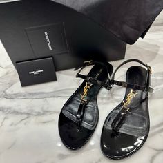 Sandals Are In Great Condition On The Top, The Bottoms Show Signs Of Wear. The Logo Is Faded Where Your Foot Goes. When Wearing Them, They Look New. Shoes Ysl, Ysl Sandals, Soft Sandals, Yves Saint Laurent Shoes, Saint Laurent Shoes, Women's Shoes Sandals, Yves Saint Laurent, Shoes Sandals, Saint Laurent