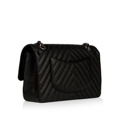 Crafted from Chanel's signature “caviar” leather, this chevron gem is an absolute must-have for any woman with a love for luxury. Featuring the brand's industry-famous interwoven chain / leather shoulder strap, double flap, and silver tone hardware, this classic bag is the perfect balance between fashion and function. Practical as well as stylish, this bag is a timeless piece that will remain in your wardrobe forever. The ideal accessory to take you from day to night, a Classic Flap is the perfect piece to accompany you wherever, whenever. Sleek, stylish and sophisticated, this gorgeous bag isn’t just a want, she’s a need. SPL Exterior Black chevron caviar leather Silver tone hardware Interwoven chain / leather strap CC twist-lock closure Rear slip pocket Double flap Pristine condition ove Chanel Classic Flap Bag, Classic Flap Bag, Black Chevron, Classic Bags, Timeless Handbag, Gorgeous Bags, Leather Silver, Classic Flap, Leather Chain